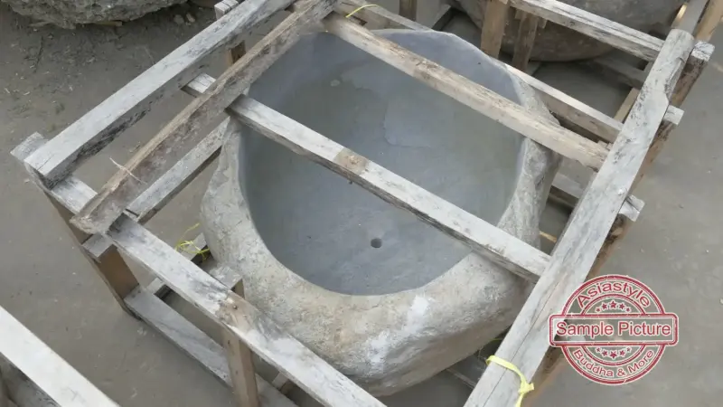 Product image 5 of the product “Basin from Riverstone, Natural surface, polished inside. Dia approx 86-90. Height 51-55 ”